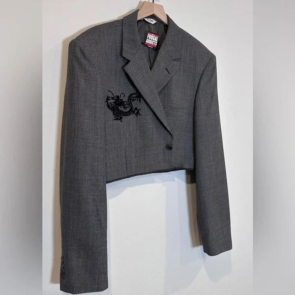 Trendy Pinterest Upcycled Vintage Cropped Boxy Oversized Fit Blazer Refashioned